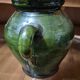Old green glazed earthenware goat, pottery from Savoie, Broc Verseu.