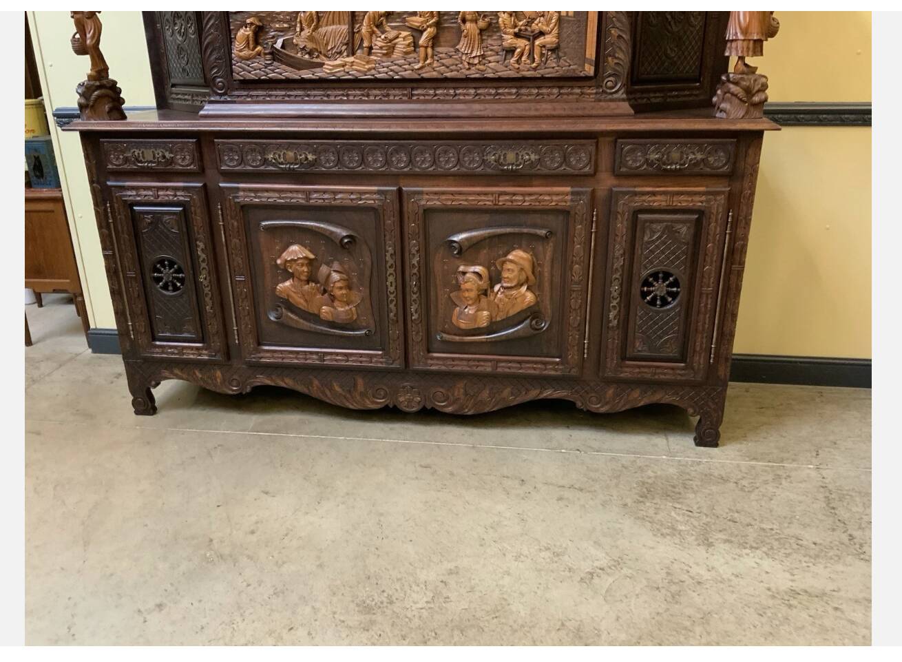 Antique monumental sideboard, credenza