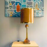 Large Regency style amber lucite table lamp