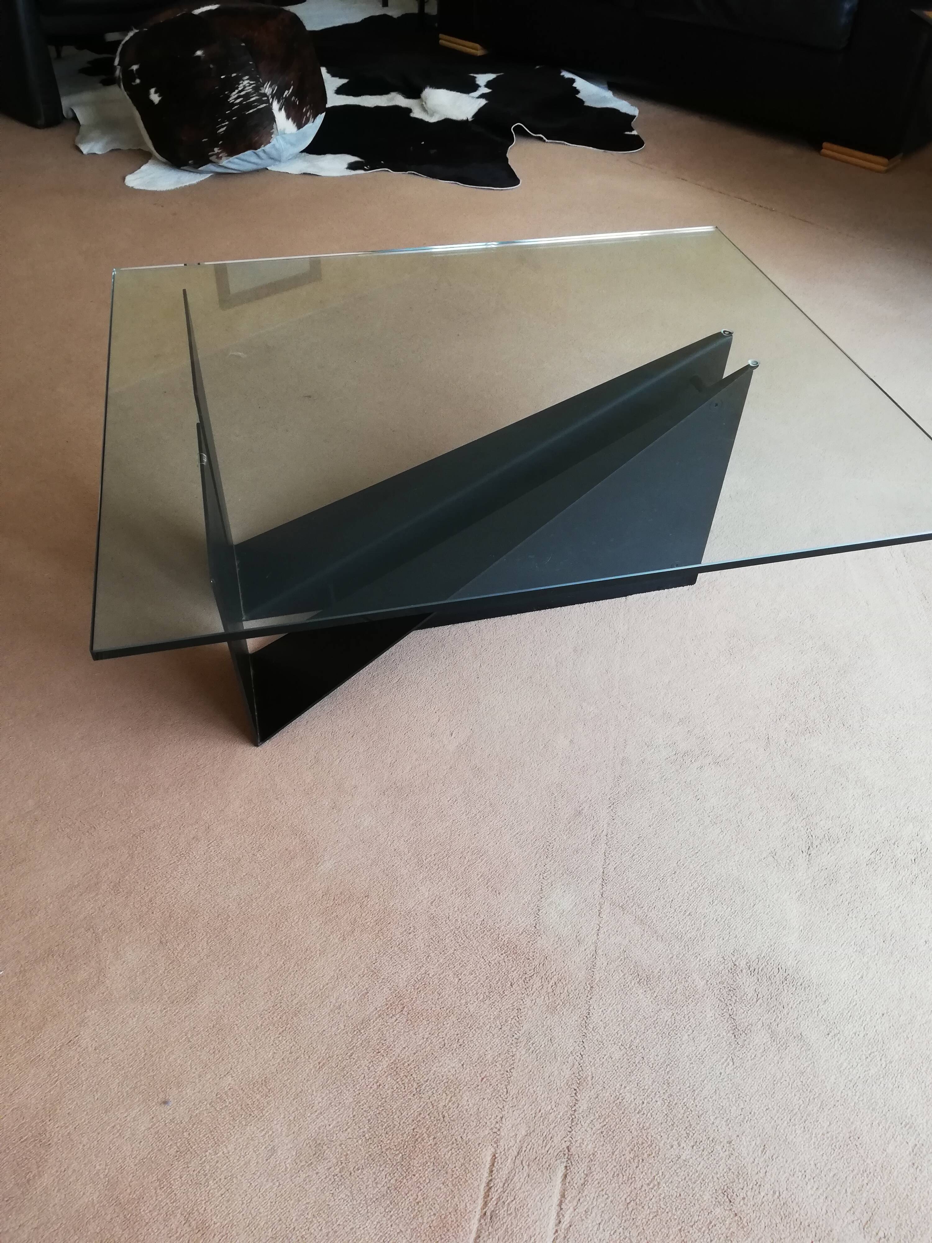 Black metal and glass coffee table