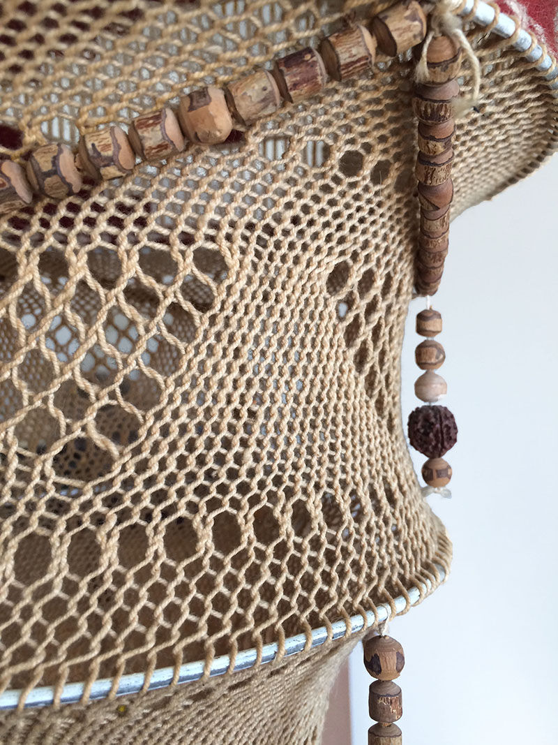 Hanging in macramé and vintage wool, 70s