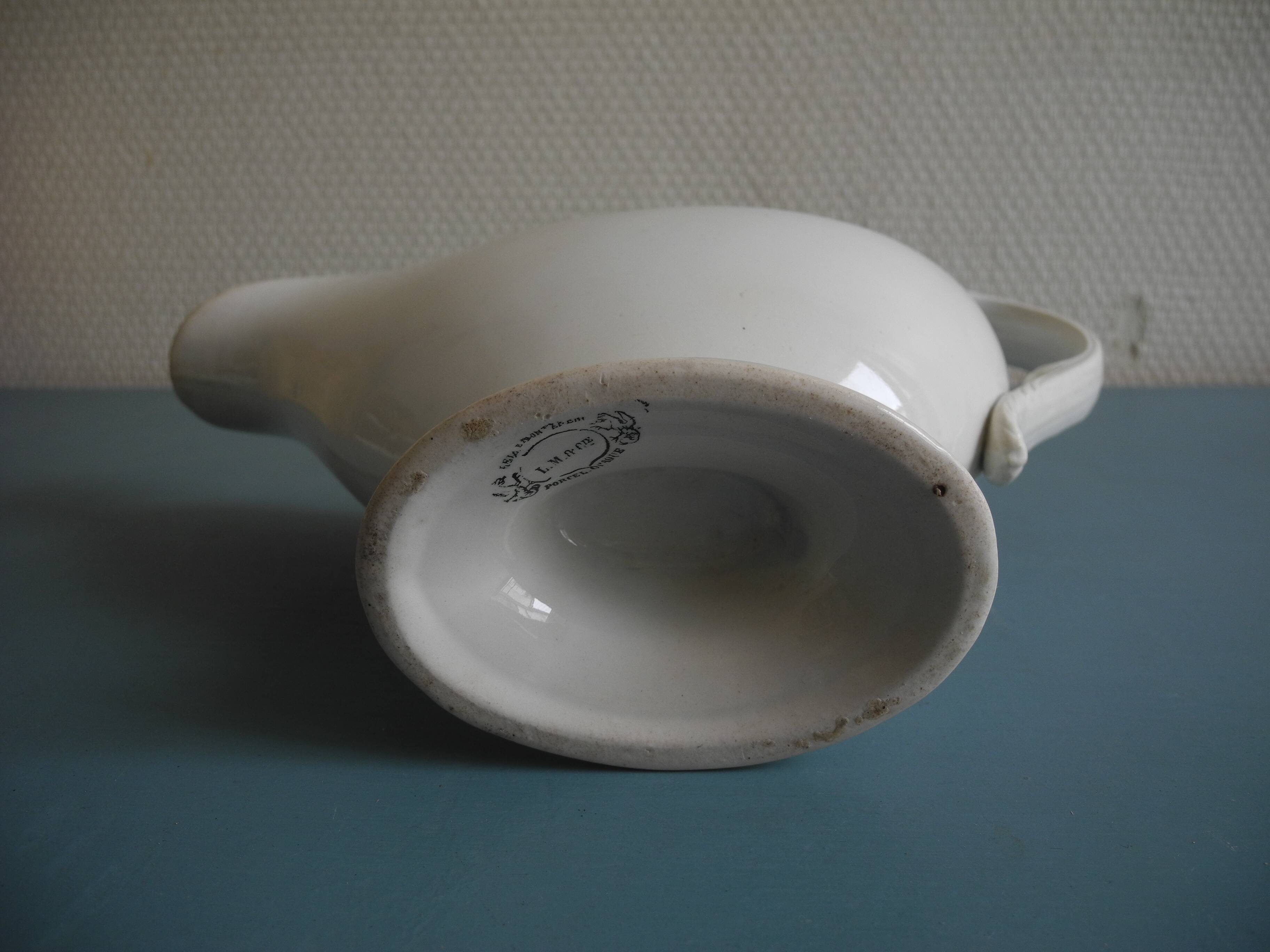 Old earthenware sauceboat Creil-Montereau 19th century