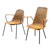 Jeu de deux fauteuils en rotin