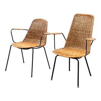 Set of two rattan easy chairs