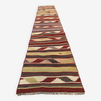 Old Turkish narrow Kilim Runner 270x53 cm shabby chic, vintage kelim