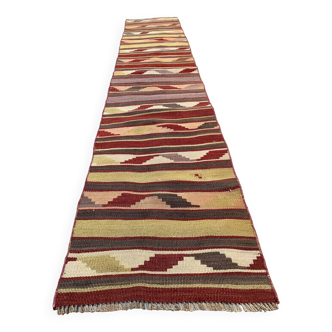 Ancien chemin de Kilim étroit turc 270x53 cm shabby chic, kelim vintage