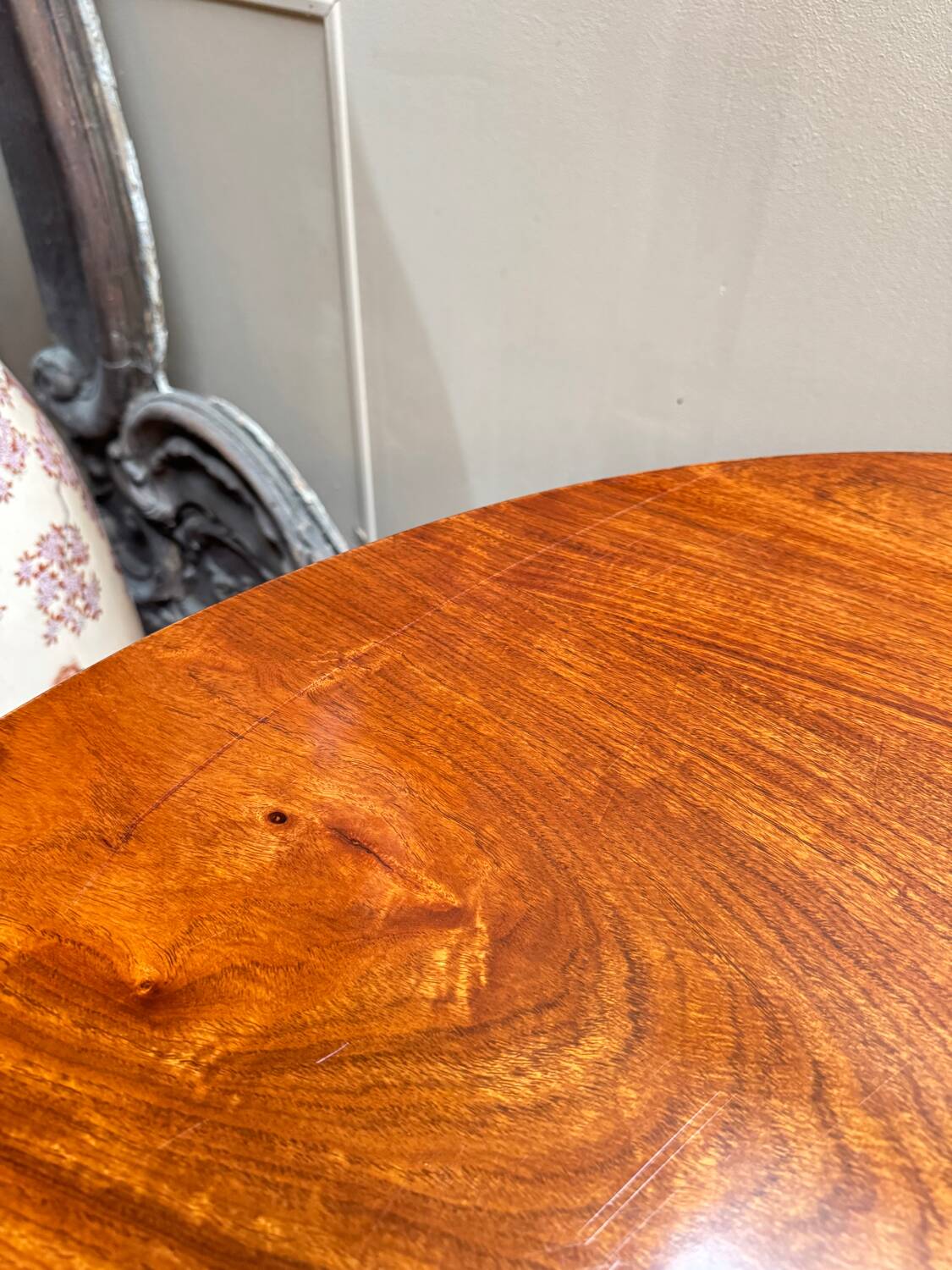 Dining table with a mahogany band in louis xvi style