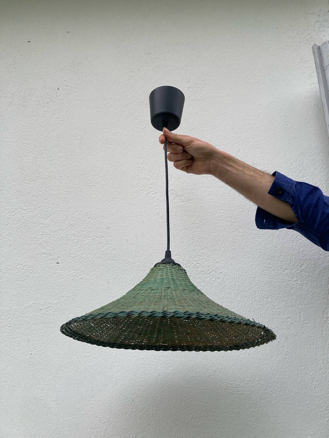 Green rattan pendant light