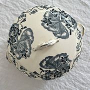 Small old vegetable soup tureen in iron earth "Les Violettes" Salins
