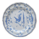 Decorative plate in French faience with bird decoration, Moustiers style.