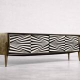 Scandinavian sideboard in birch with hand-painted op-art pattern, 1960s