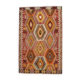 6x9 Colorful Handmade Geometric Kilim Rug, 182x283Cm