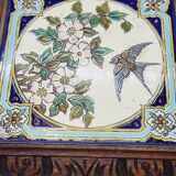 Longwy Trivet with Doorbell, Glazed Earthenware Tile and Wooden Frame