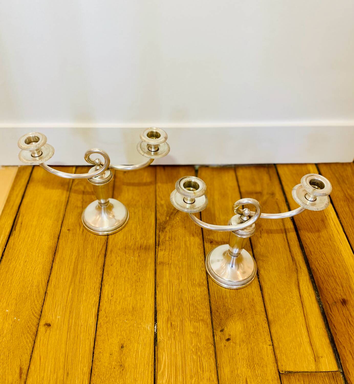 Magnificent pair of Chritofle candlesticks, Royaumont model - 1950s