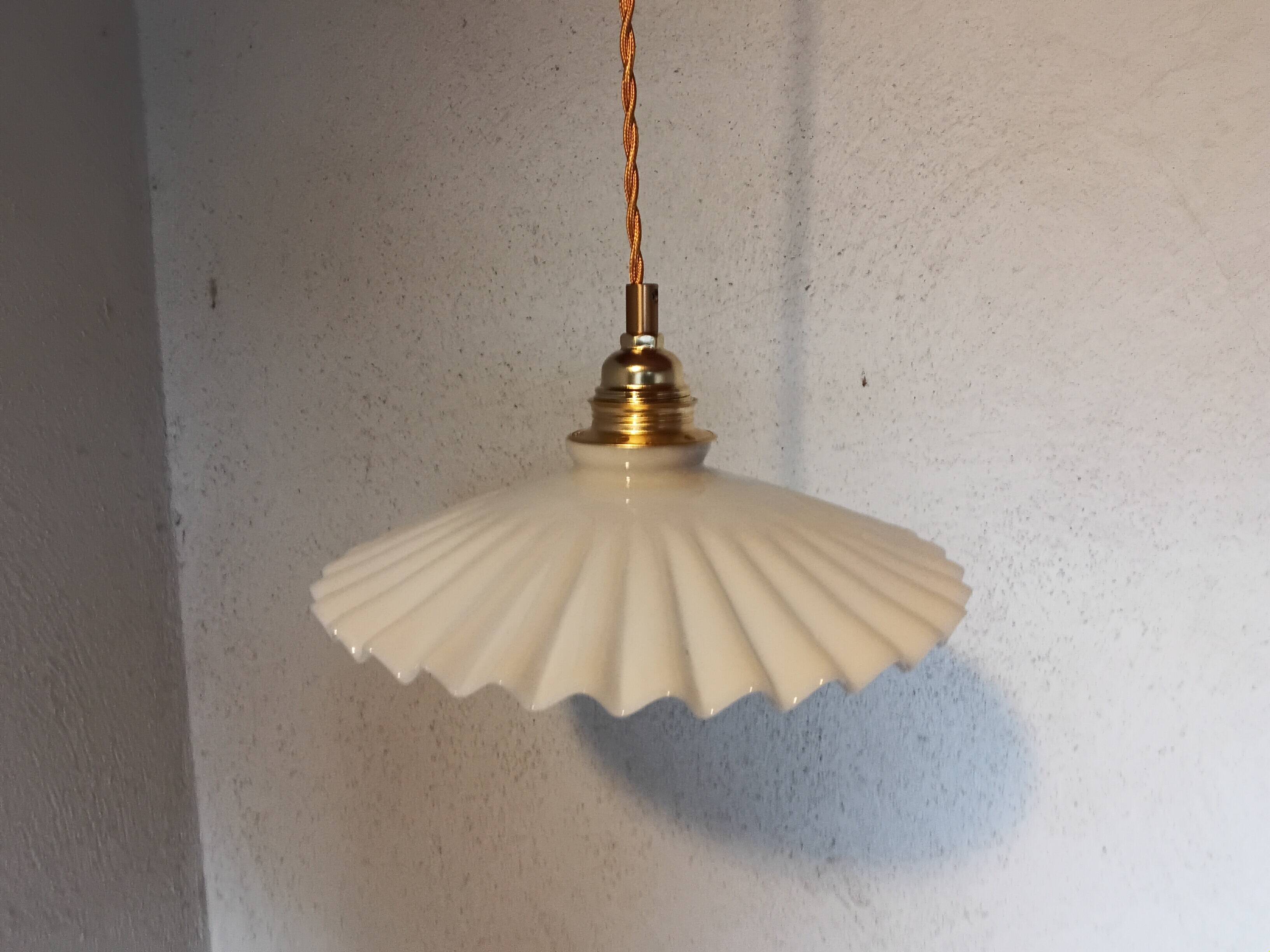 Vintage white opaline pendant light