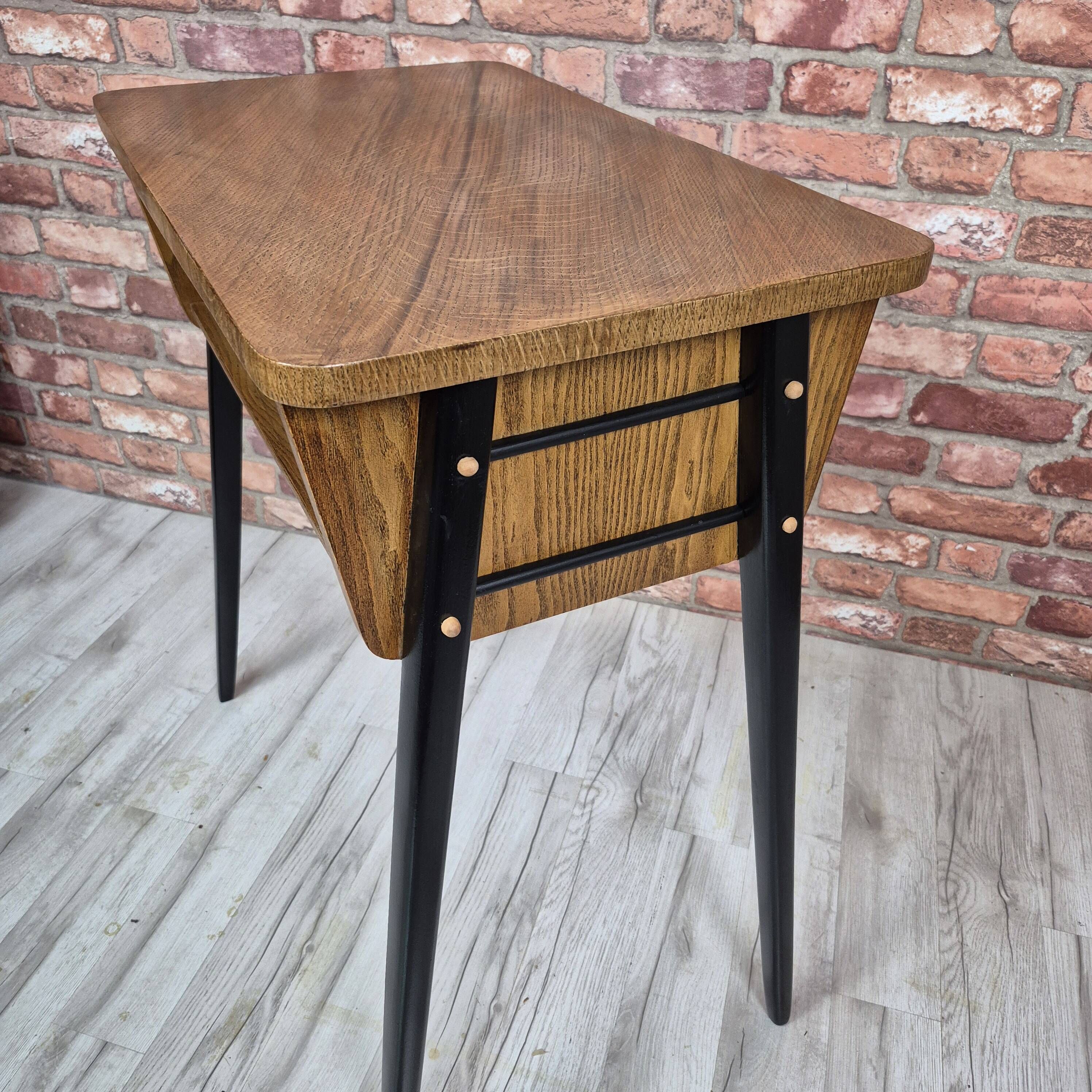 Restored Mid Century Modern Oak and Ash Radio Table Type 640-B 1970s