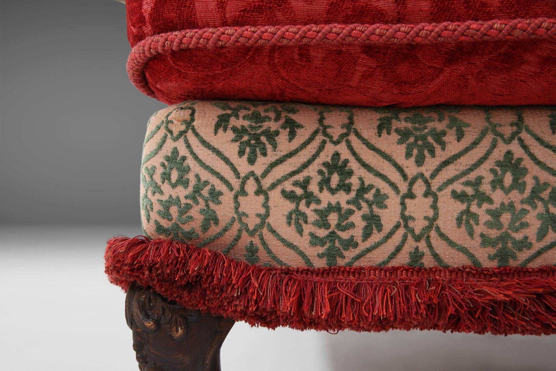 Large Victorian Sofa and Matching Ottoman, United Kingdom, 1890s