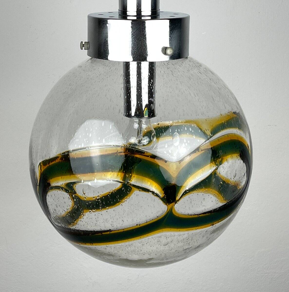 Large vintage swirling Murano glass pendant light, 1970s