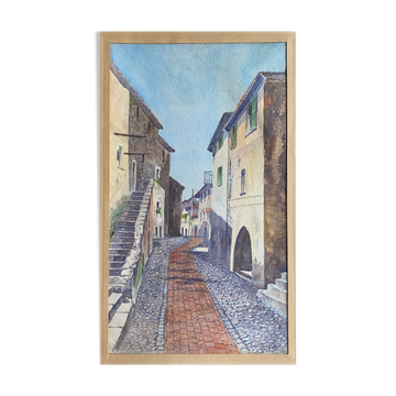 Tableau réalisé à l'aquarelle sur papier signé e.