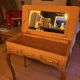 Hairdresser's chair with a rattan stool