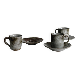 3 antique stoneware cups, Chantal and Thierry Robert