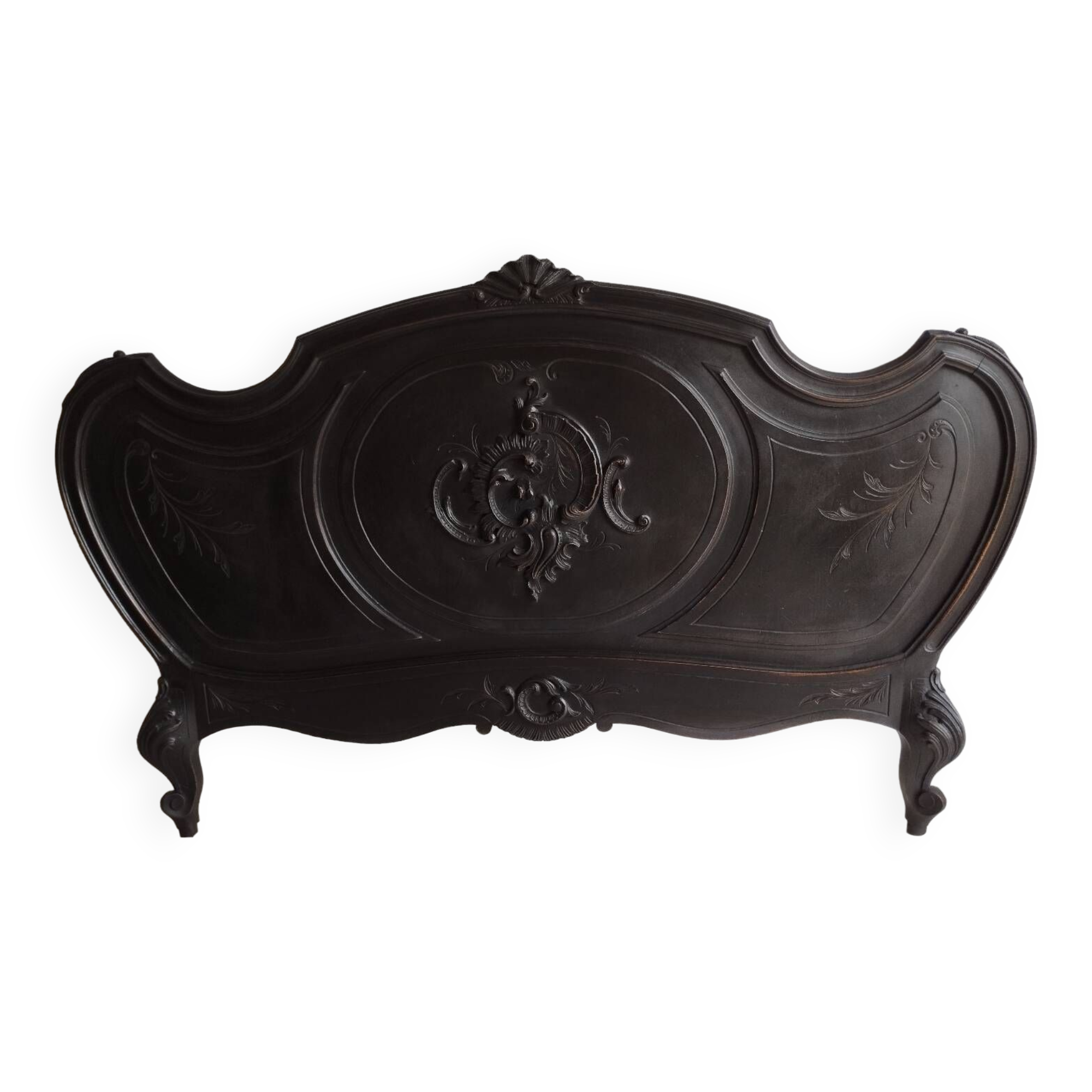 Rocaille Louis XV style headboard, black patina