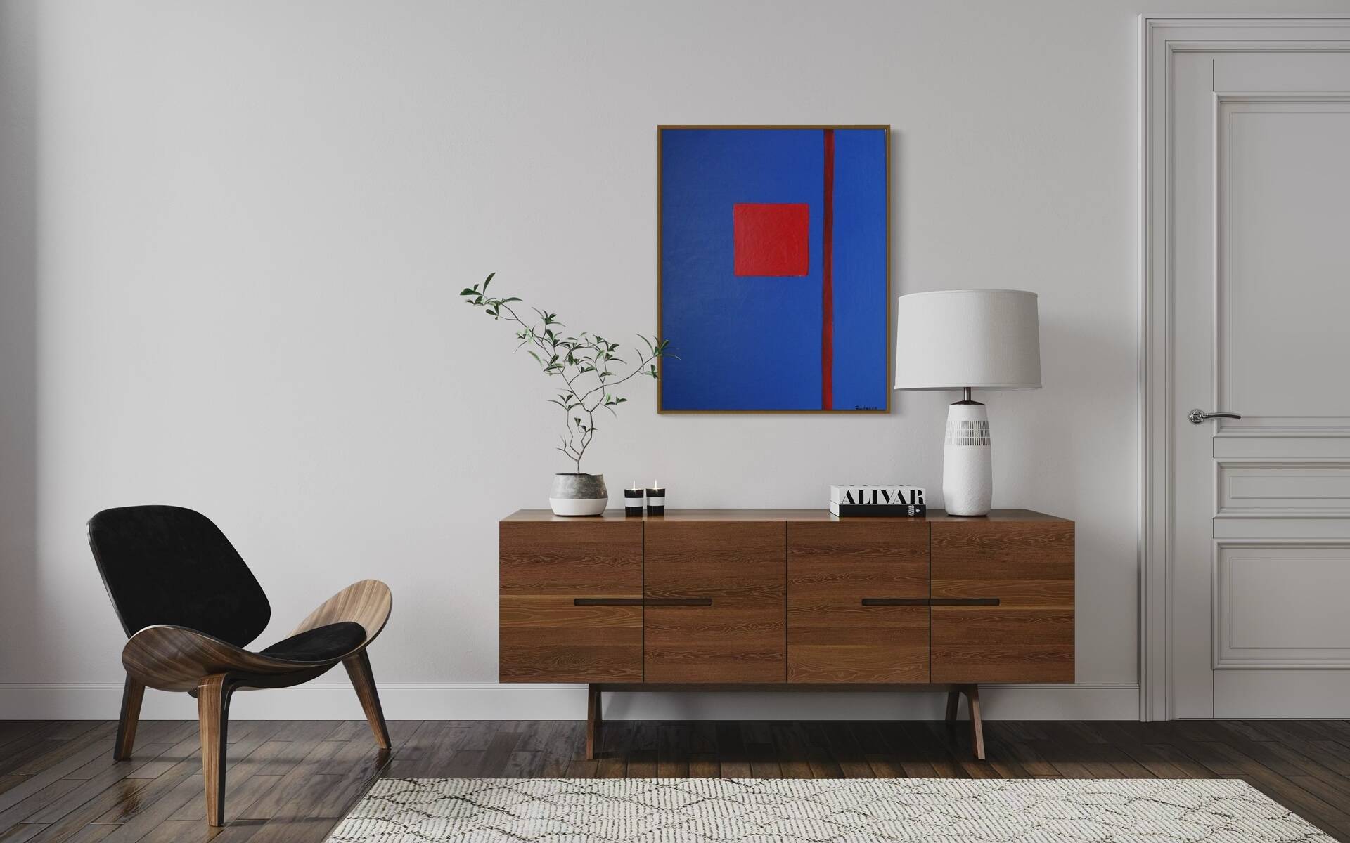 That blue 100x80cm canvas signed.
