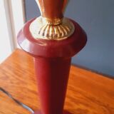 Lamp from the 40s/50s by Maison Lancel, covered in Bordeaux leather