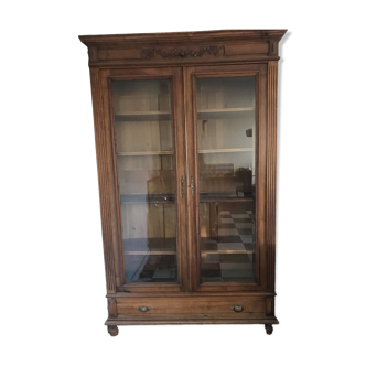 Antique oak glass cabinet