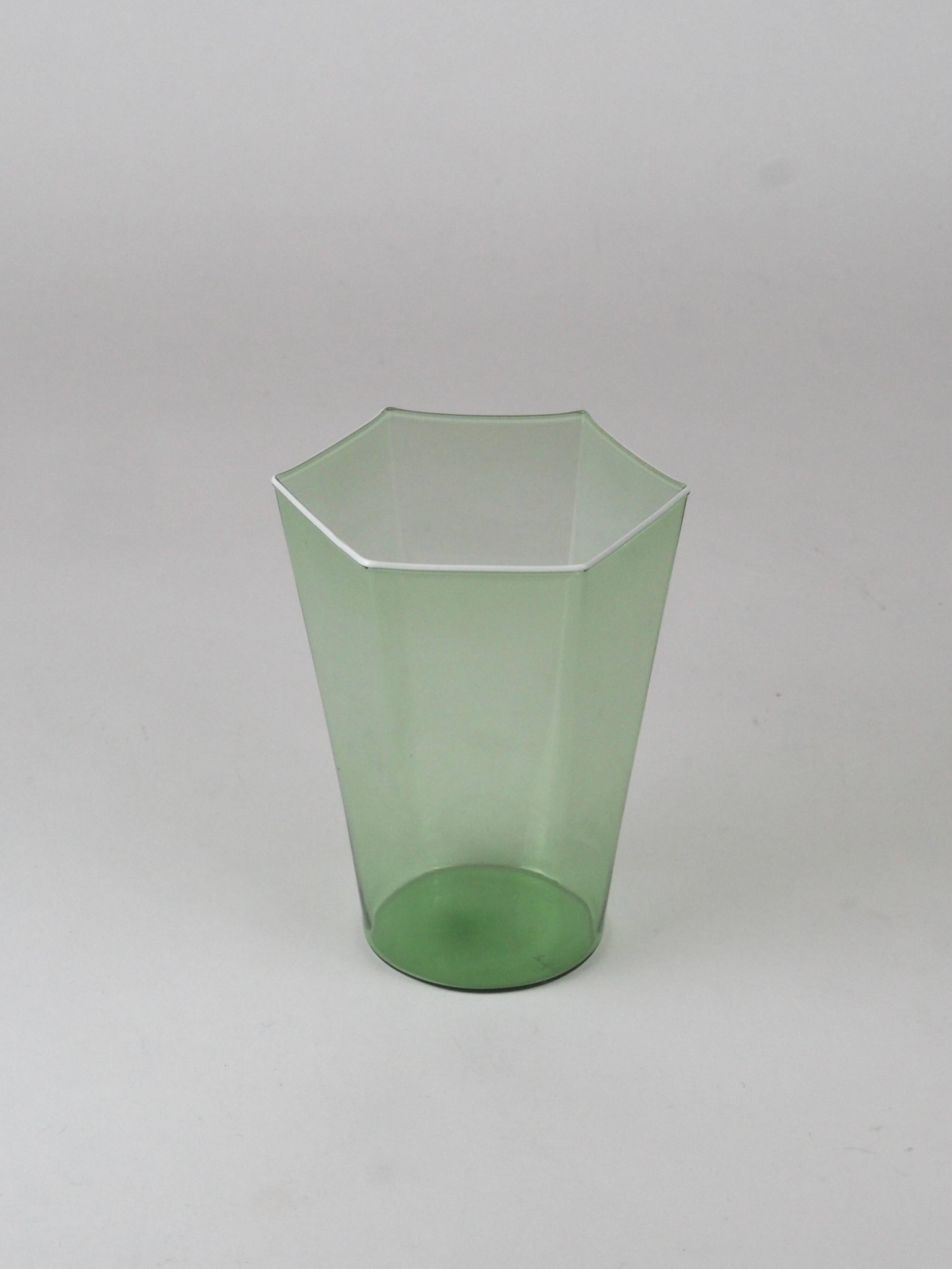 Set of six "Esagonali" glasses by Venini Murano, created by Carlo Scarpa.