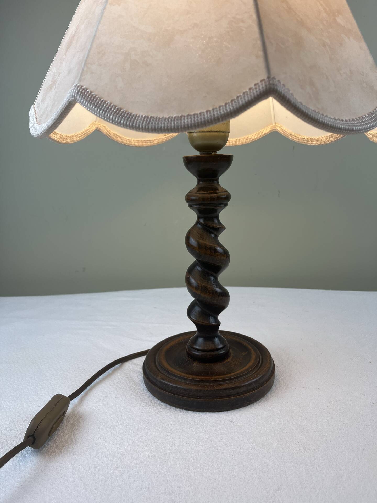 Turned wooden lamp