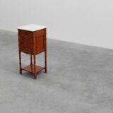 Late 19th century Faux bamboo and marble bedside table, France