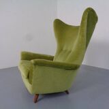 Italian Mohair Wingback Chair, 1950s