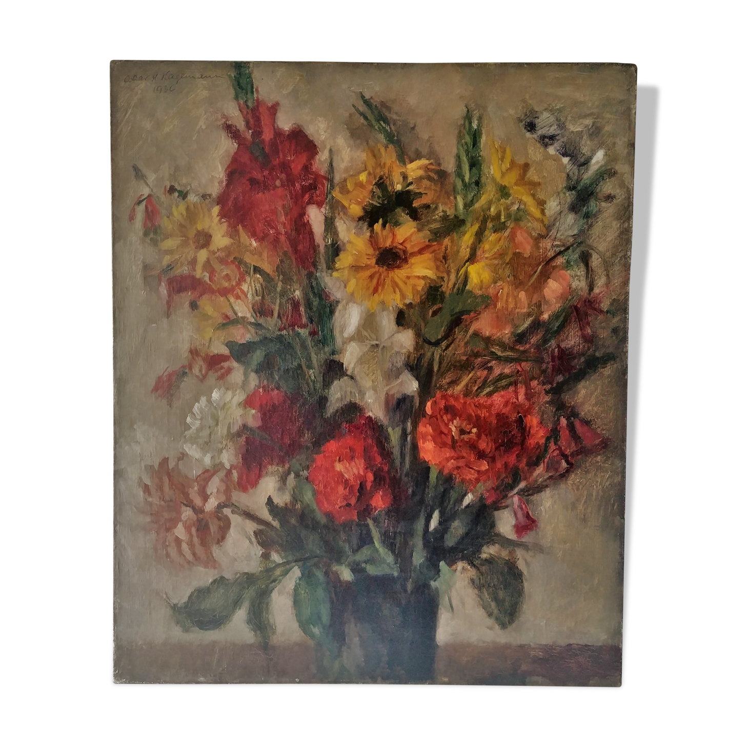 Old painting bouquet of flowers