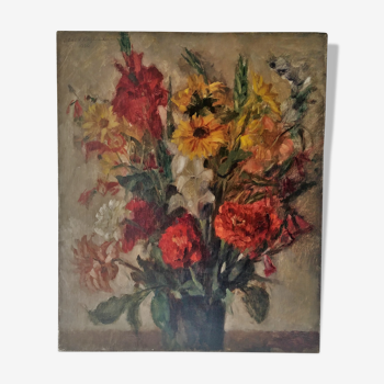 Old painting bouquet of flowers