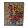 Tableau ancien bouquet de fleurs