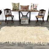 Tapis vintage en laine neutre beige ivoire 3x7, 112x223 cm SK 70381