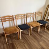 Set of 4 ribbed fabric chairs
