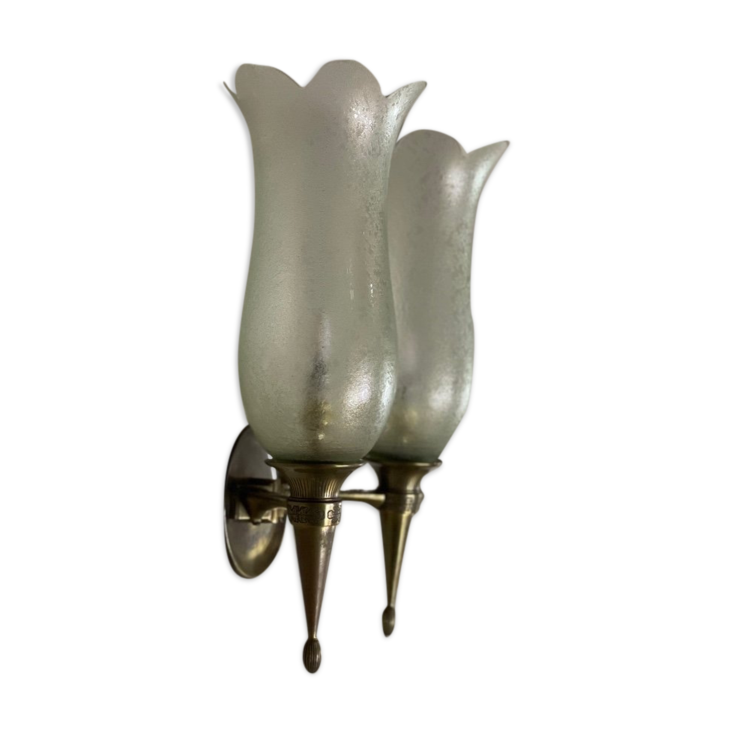 Suite of 4 wall lamps in bronze and murano glass, pier luigi colli and seguso, 1955