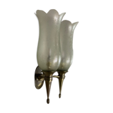 Suite of 4 wall lamps in bronze and murano glass, pier luigi colli and seguso, 1955