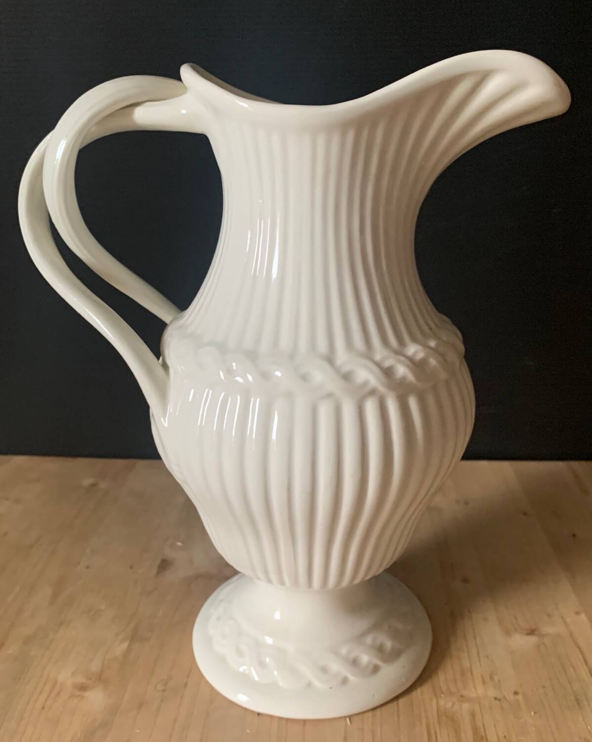 Gien earthenware white pitcher