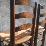 Pair of mulched brutalist chairs and wood