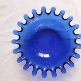 Blue glass salad bowl