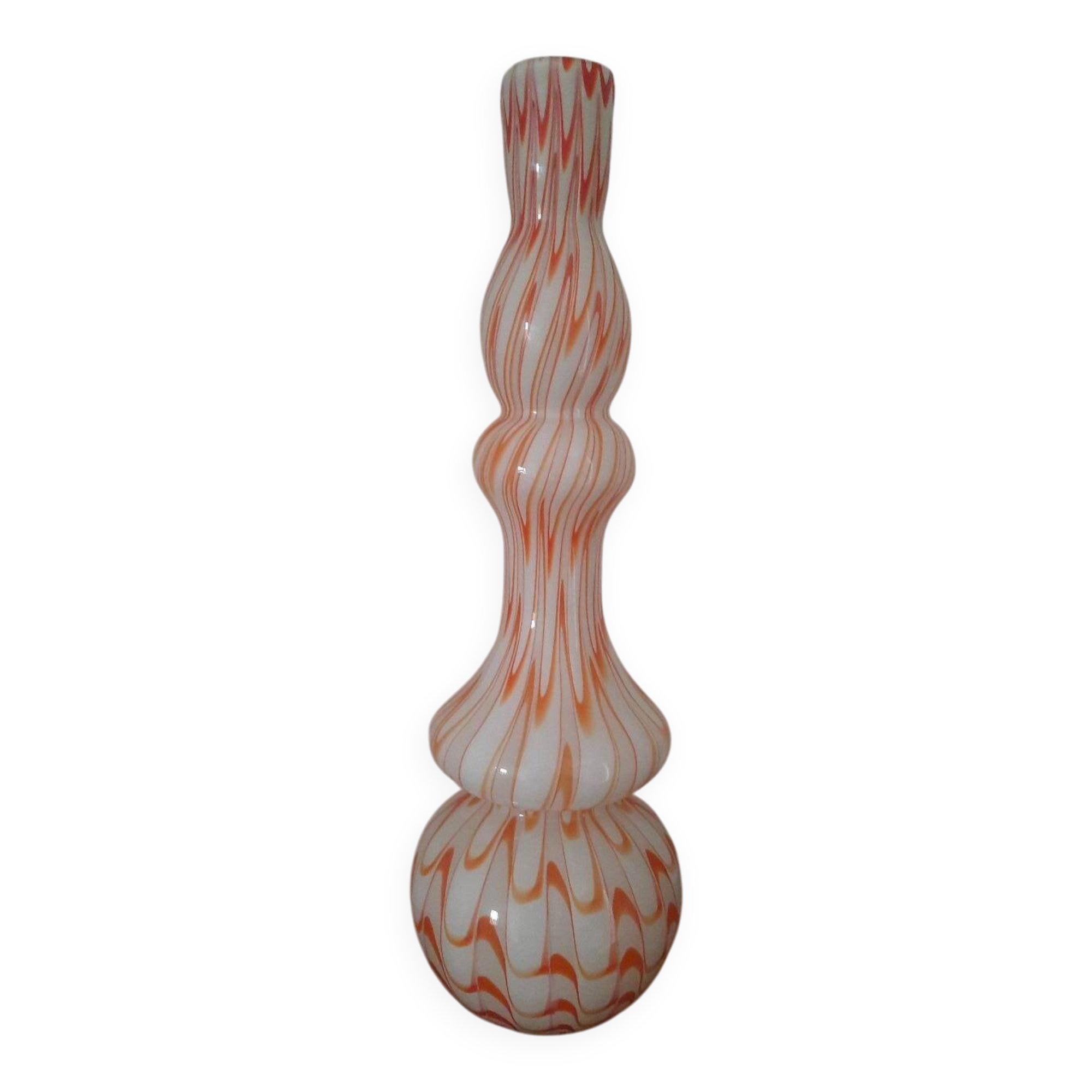Large opaline glass vase, blown Italian, attributed to the production of Opal.