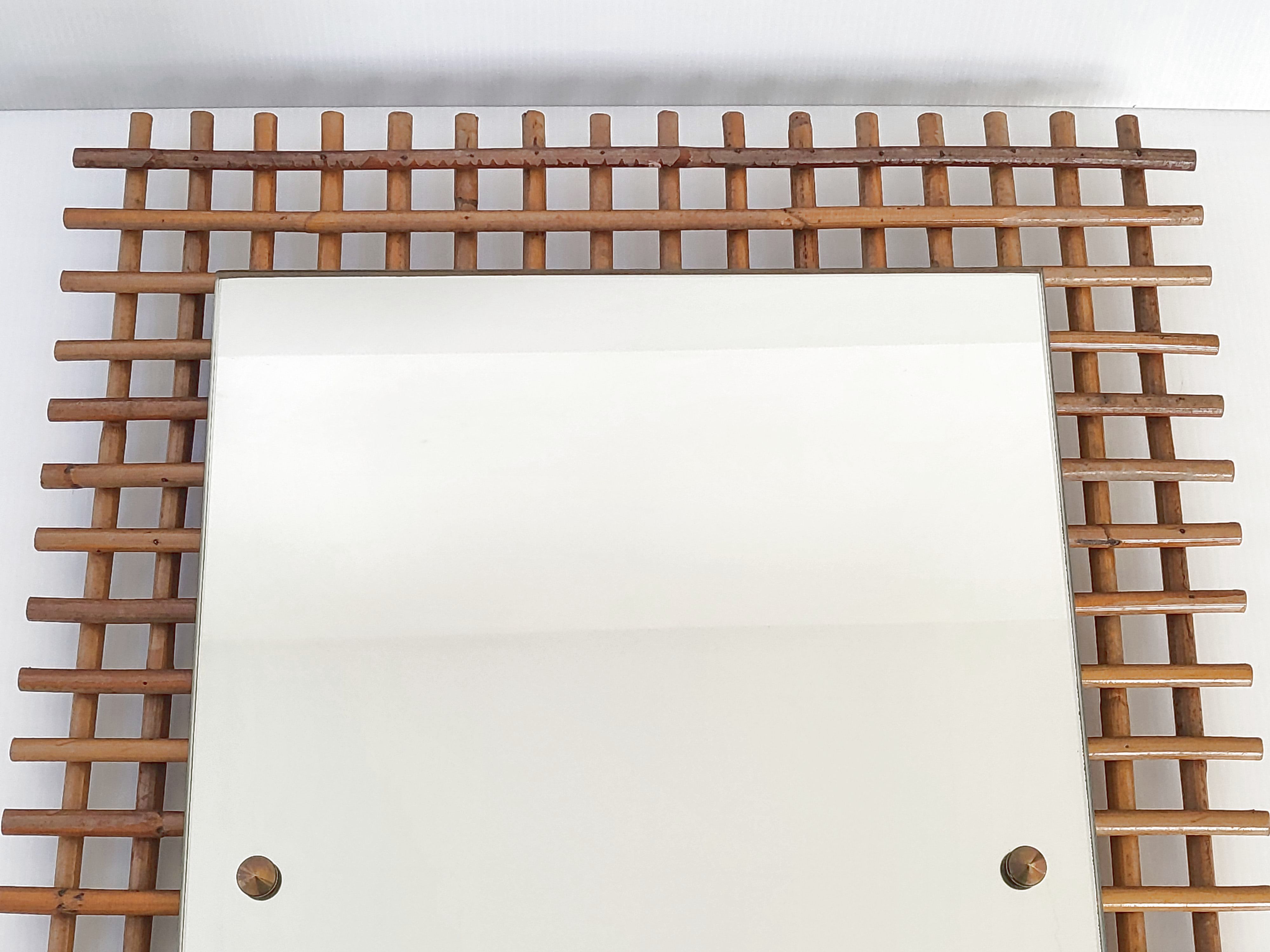 Mirror 65x51cm vintage rattan 1950