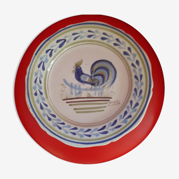Henriot Quimper plate. The hand-painted blue rooster.