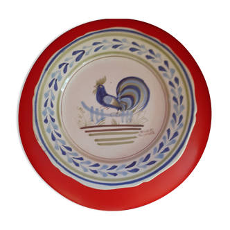 Henriot Quimper plate. The hand-painted blue rooster.