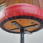 pair of high stools, leather, vintage, industrial