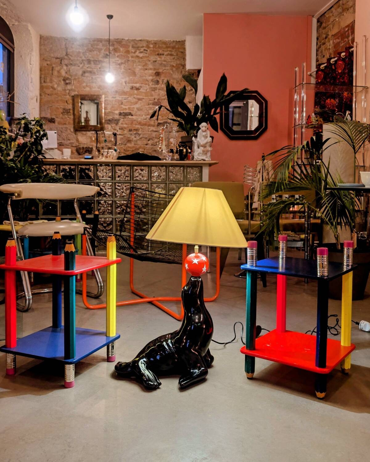 Vintage sea lion ceramic lamp