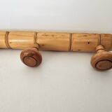 Vintage wooden wall coat rack in bamboo style (4 hooks) 50s 60s